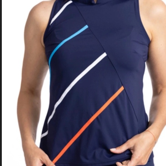 Kinona Tops - Kinon stright drivesleevrsless golf top navy blue